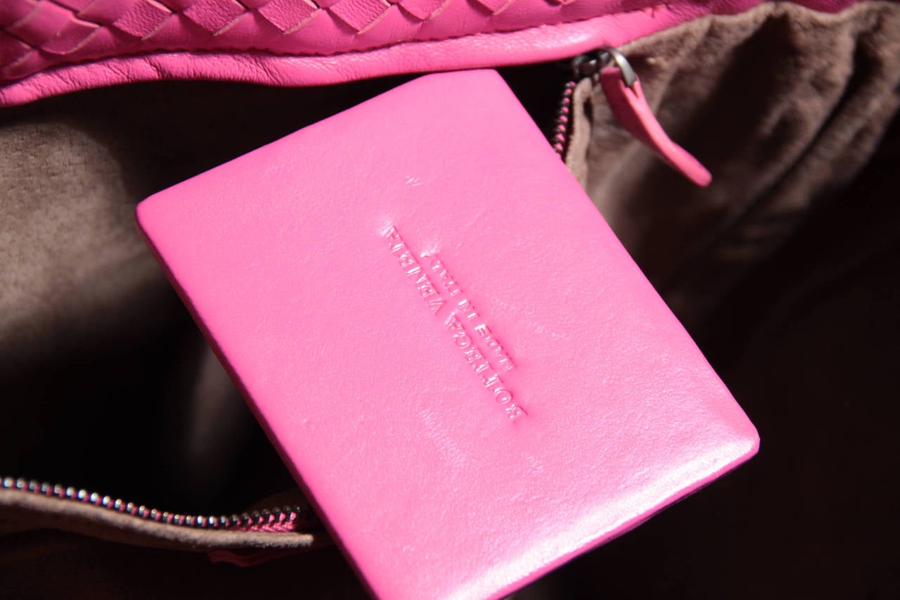 BOTTEGA VENETA Italian Pink INTRECCIATO Woven Leather TOTE Shopping Bag RARE 5