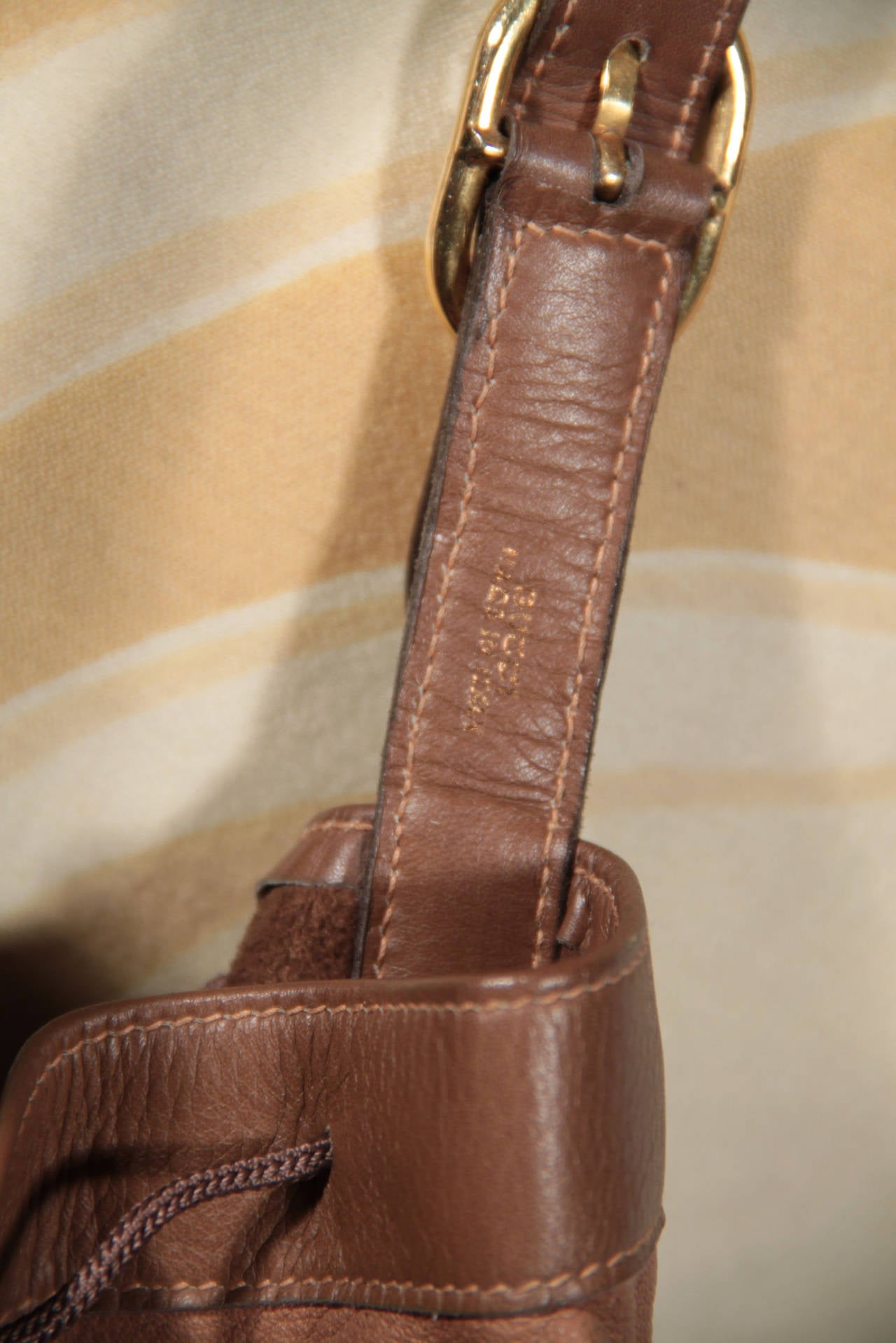GUCCI Italian VINTAGE Tan Leather FOLDABLE TOTE Folding Bucket HANDBAG 3
