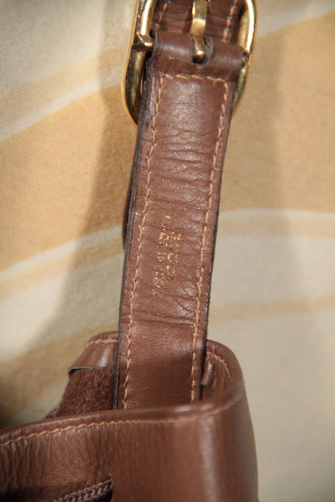 GUCCI Italian VINTAGE Tan Leather FOLDABLE TOTE Folding Bucket HANDBAG 2