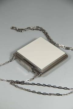 VALENTINO GARAVANI Silver Metal EVENING BAG White ENAMELED Rare Purse