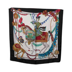 HERMES PARIS Silk SCARF LE TIMBALIER by Francoise Heron 1961 w/ BOX