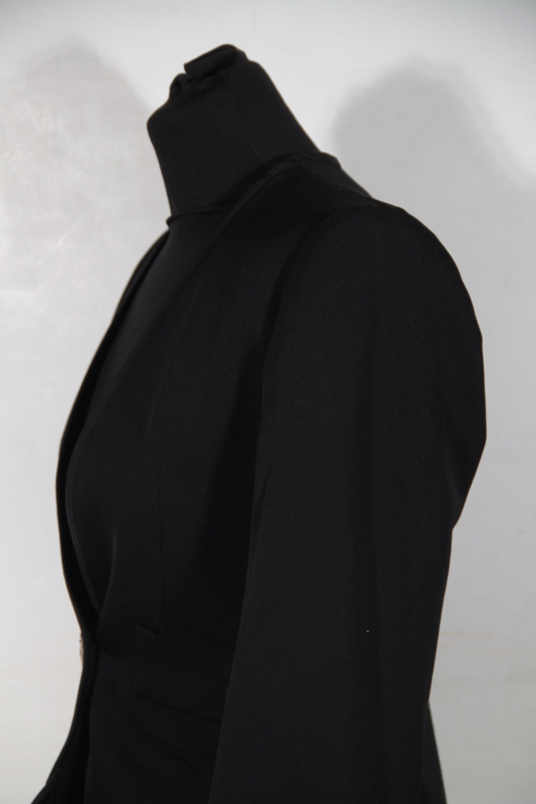 Women's YVES SAINT LAURENT RIVE GAUCHE Black BLAZER Jacket w/ RUFFLE Hem Sz 34 FR