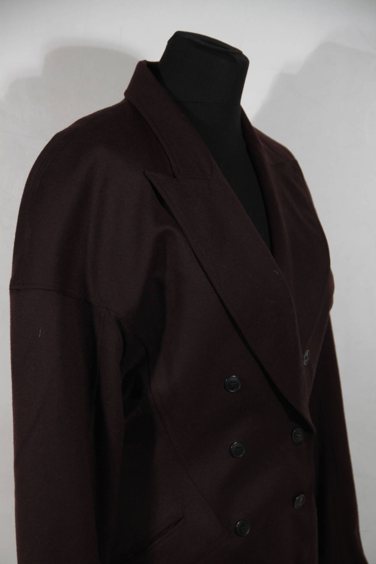 ALAIA PARIS Vintage 80s Chocolate Brown Wool DOUBLE BREASTED JACKET Size 40 FR In Excellent Condition In Rome, Rome