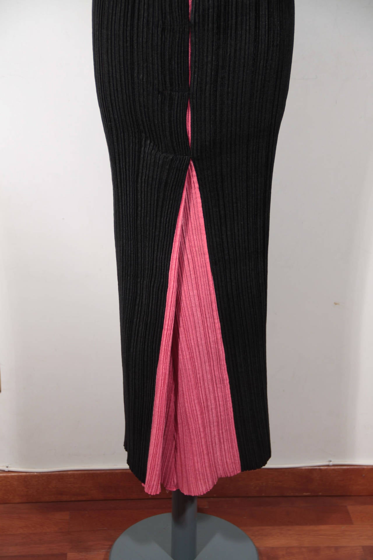 ISSEY MIYAKE Black Pleated DRESS SUIT Jacket & Maxi Dress SET Size S 4