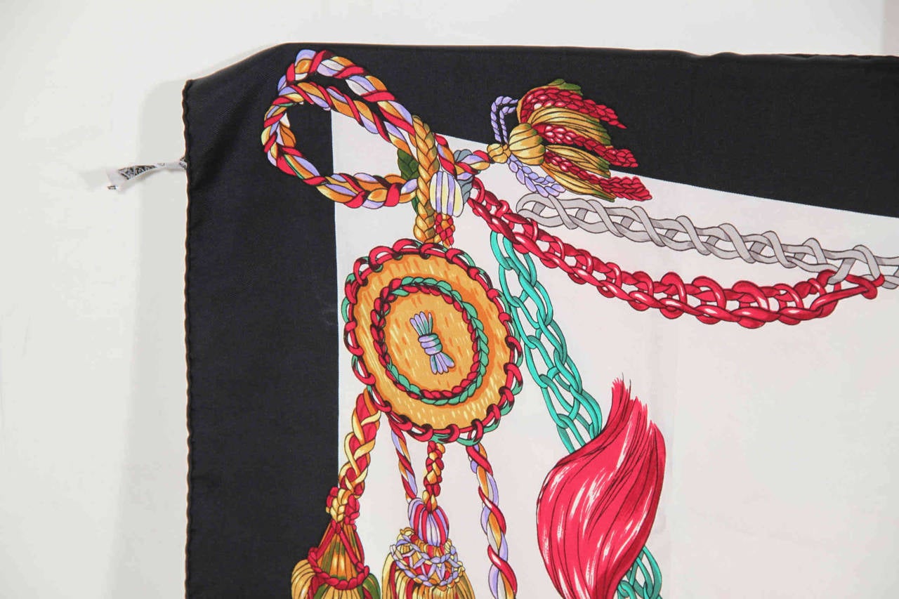 HERMES PARIS Silk SCARF LE TIMBALIER by Francoise Heron 1961 w/ BOX In Excellent Condition In Rome, Rome