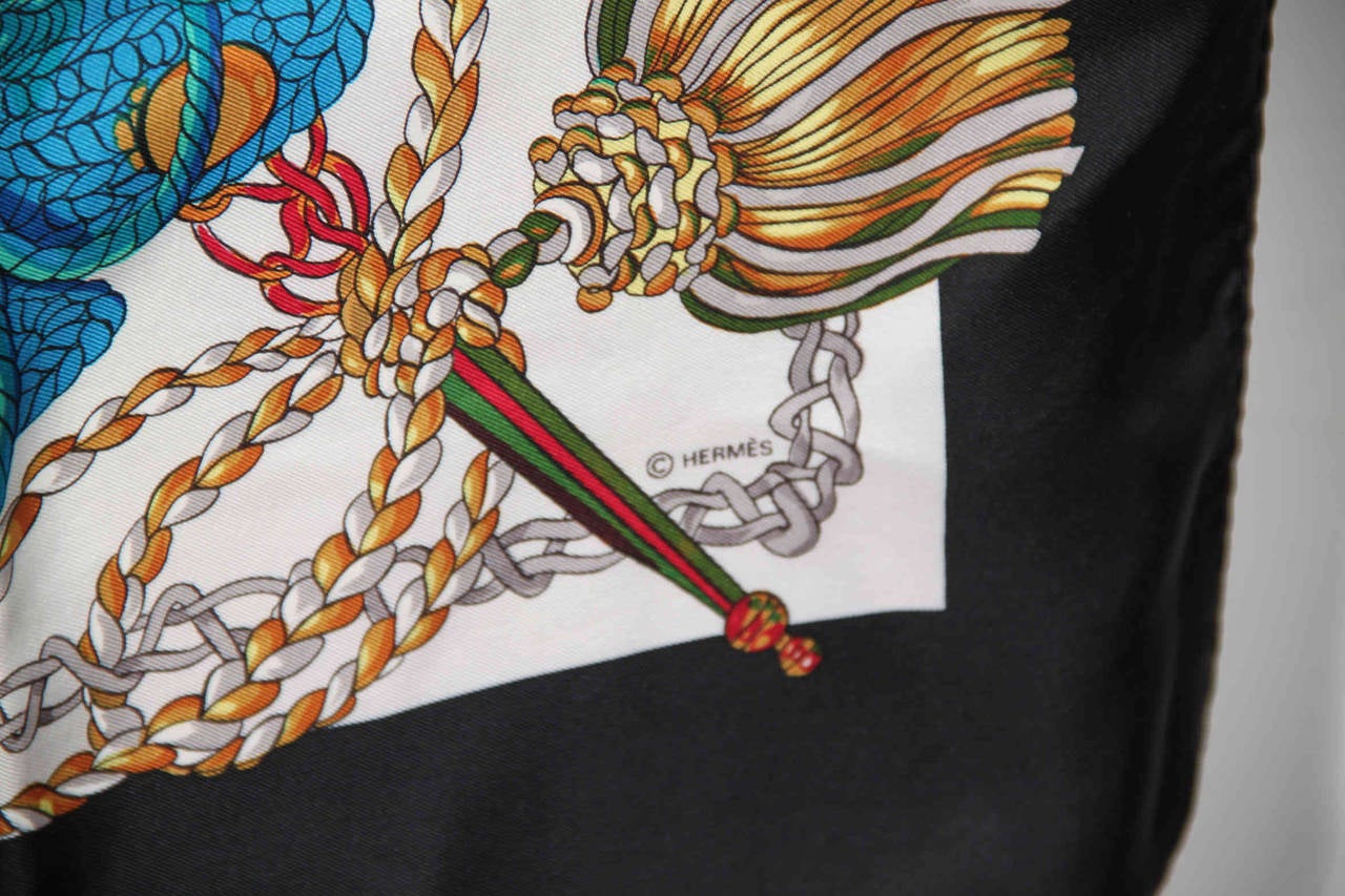 HERMES PARIS Silk SCARF LE TIMBALIER by Francoise Heron 1961 w/ BOX 1