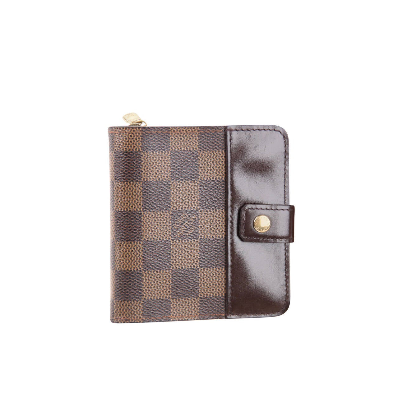 LOUIS VUITTON Brown DAMIER EBENE Canvas COMPACT ZIPPY WALLET Coin Purse For Sale at 1stdibs