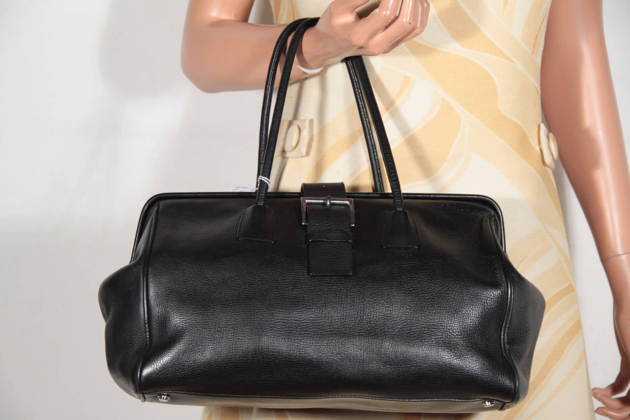 PRADA Authentic Italian Black Leather DOCTOR BAG Handbag SATCHEL ...  