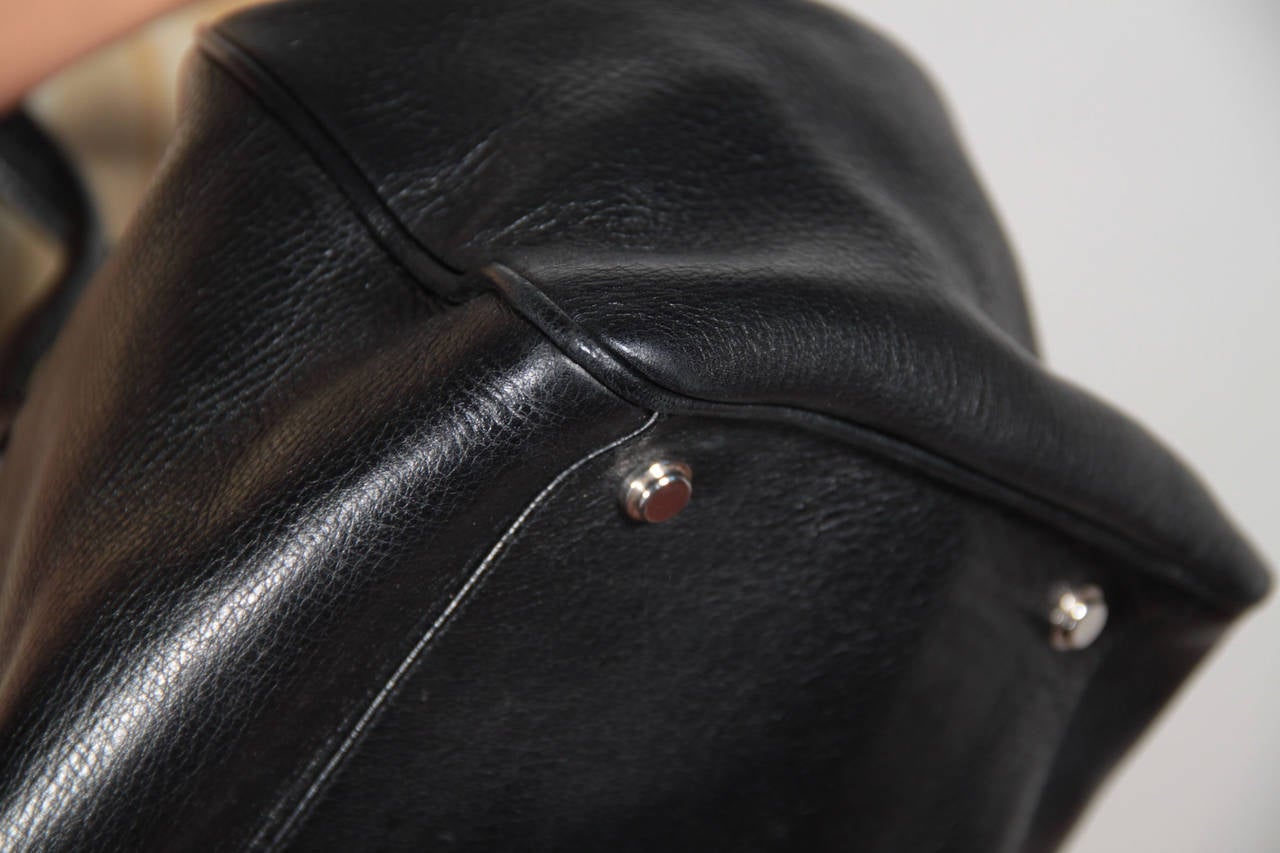 Women's PRADA Authentic Italian Black Leather DOCTOR BAG Handbag SATCHEL Tote
