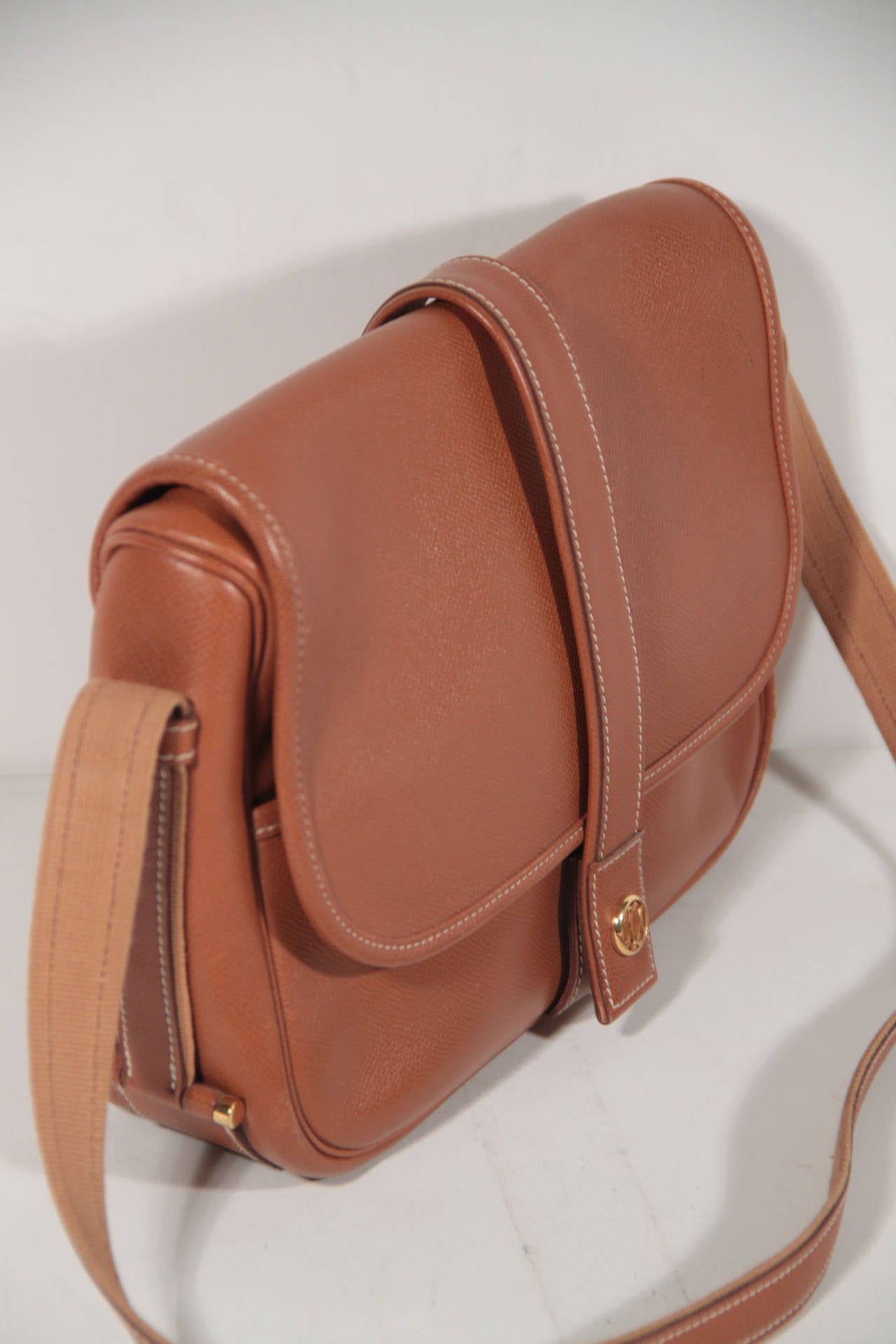 HERMES PARIS Vintage Tan Leather NOUMEA SHOULDER BAG Flap Purse ...  