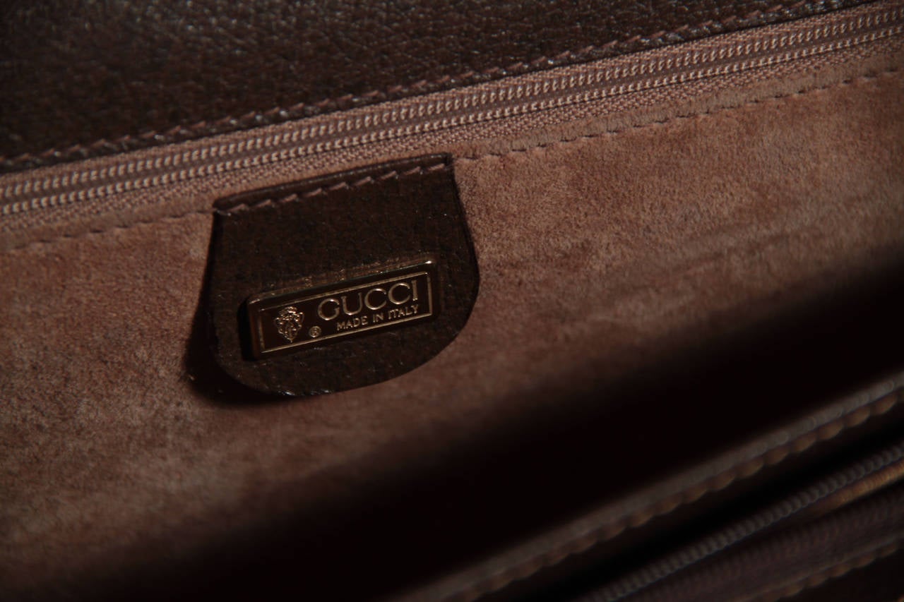 GUCCI Italian Brown PIGSKIN Leather BRIEFCASE Work Bag HANDBAG w/ BOX 2