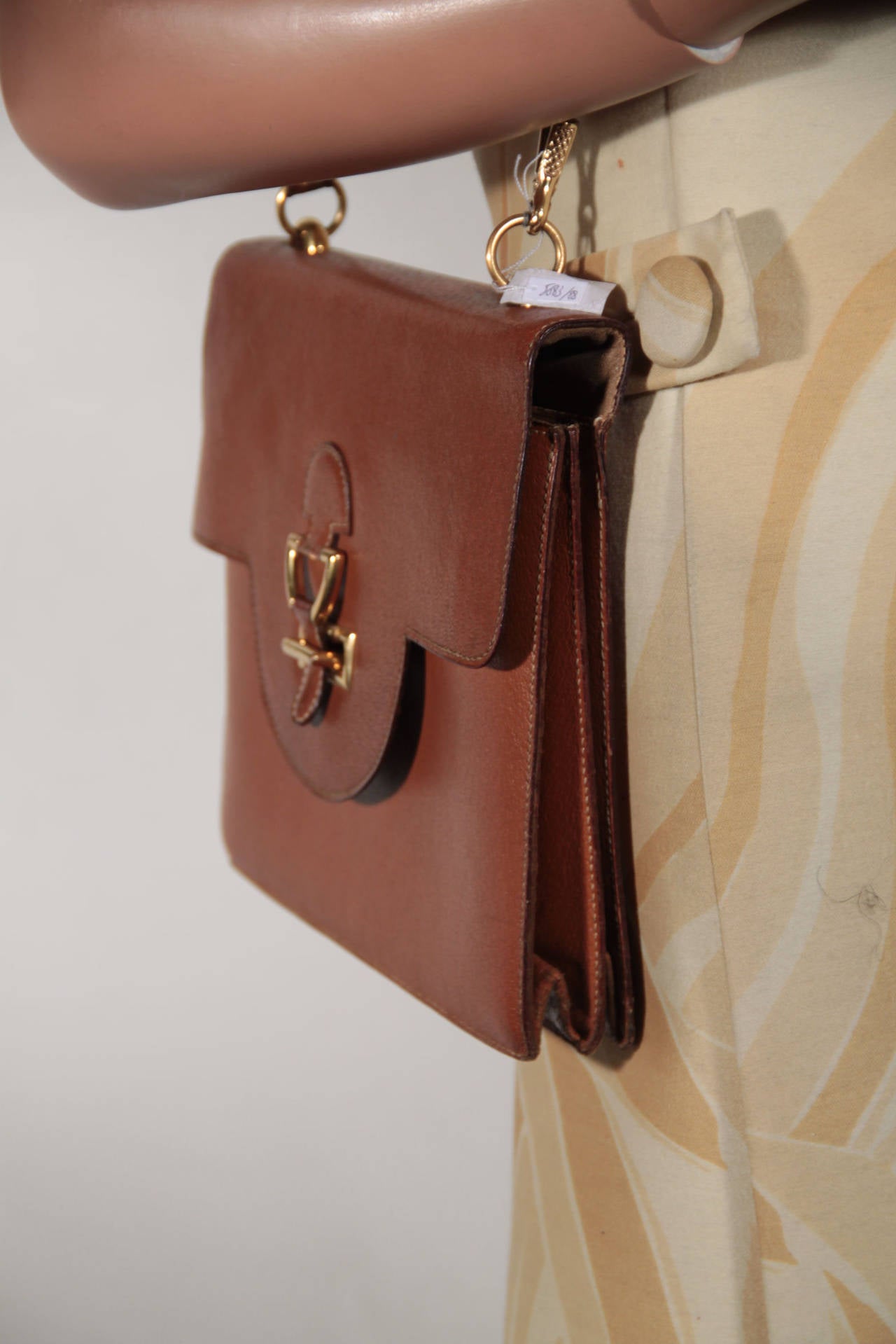 HERMES PARIS Vintage 1960s Tan Leather FLAP SHOULDER BAG Handbag PURSE at 1stdibs