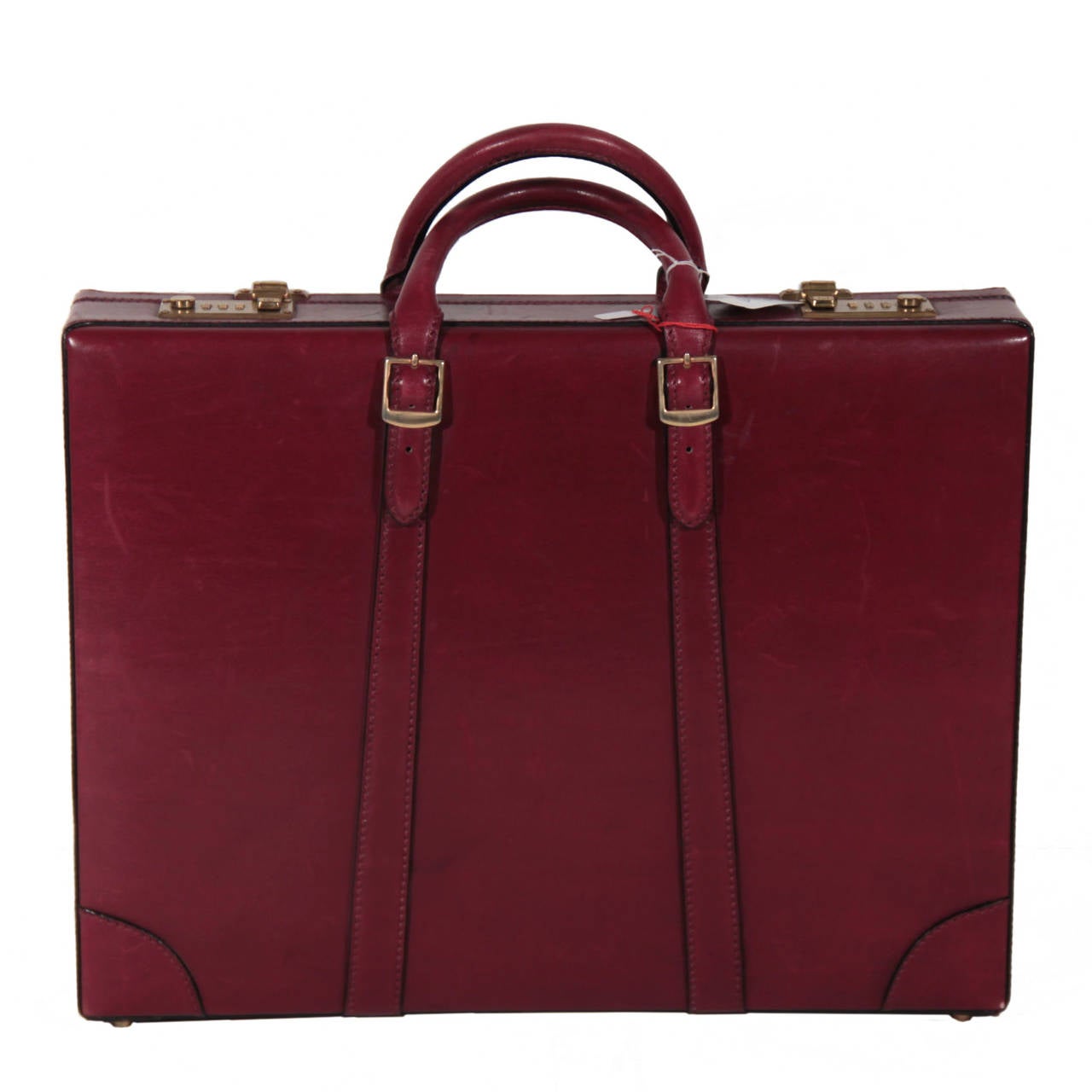 GUCCI Italian VINTAGE Burgundy Leather HARD SIDE BRIEFCASE Work Bag HANDBAG