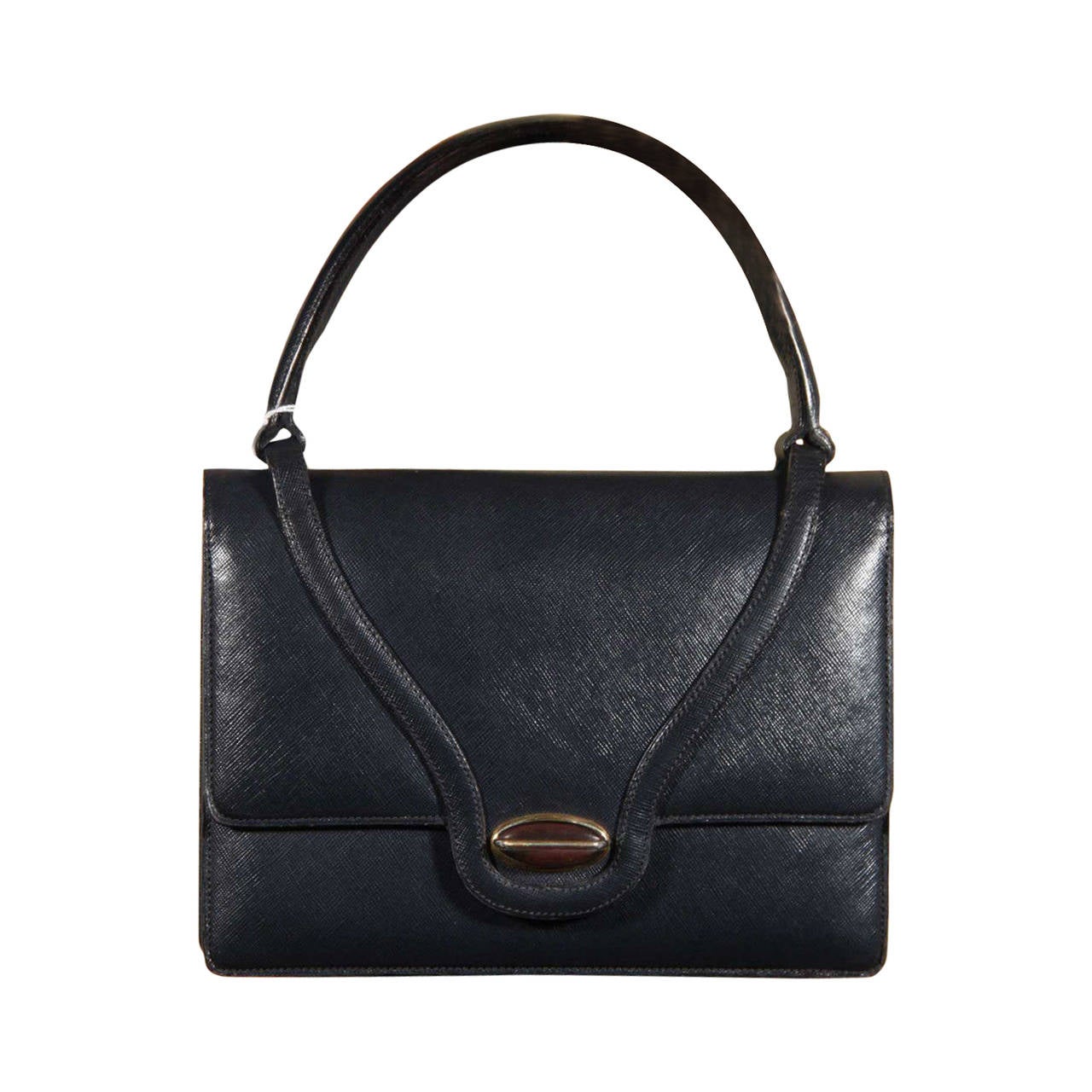 GUCCI Italian VINTAGE Navy Blue Leather Tote HANDBAG Purse SATCHEL at 1stdibs