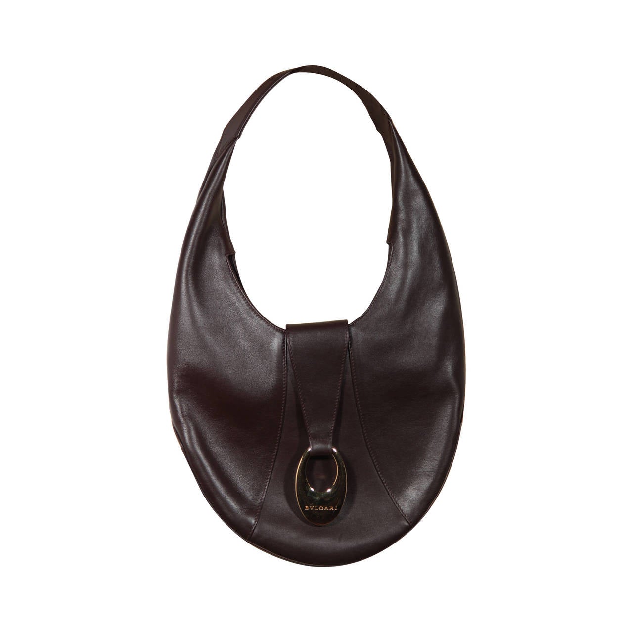 chloe elsie small bag - BULGARI BVLGARI Italian Brown Soft Leather HOBO Shoulder Bag OVAL ...