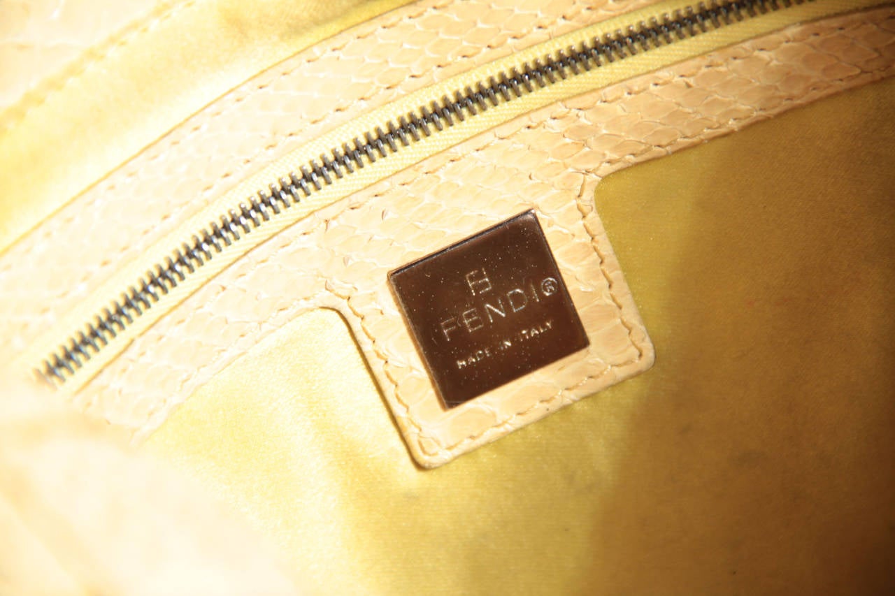 FENDI Beaded Linen Canvas & Snakeskin MAMA BAG Shoulder Bag w/ BOX RARE 5