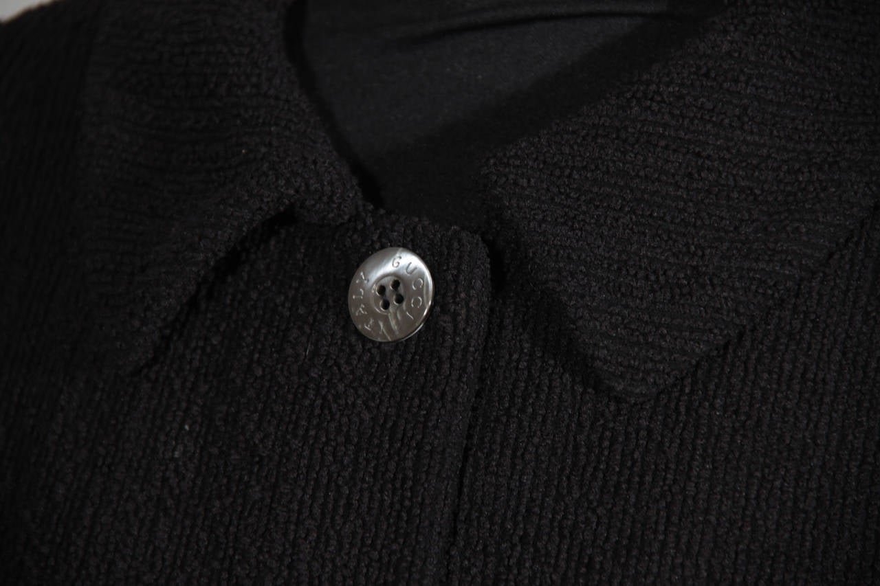 Women's GUCCI Italian Black Nylon & Wool SHIFT DRESS & BLAZER Dress Suit SIZE 42 IT
