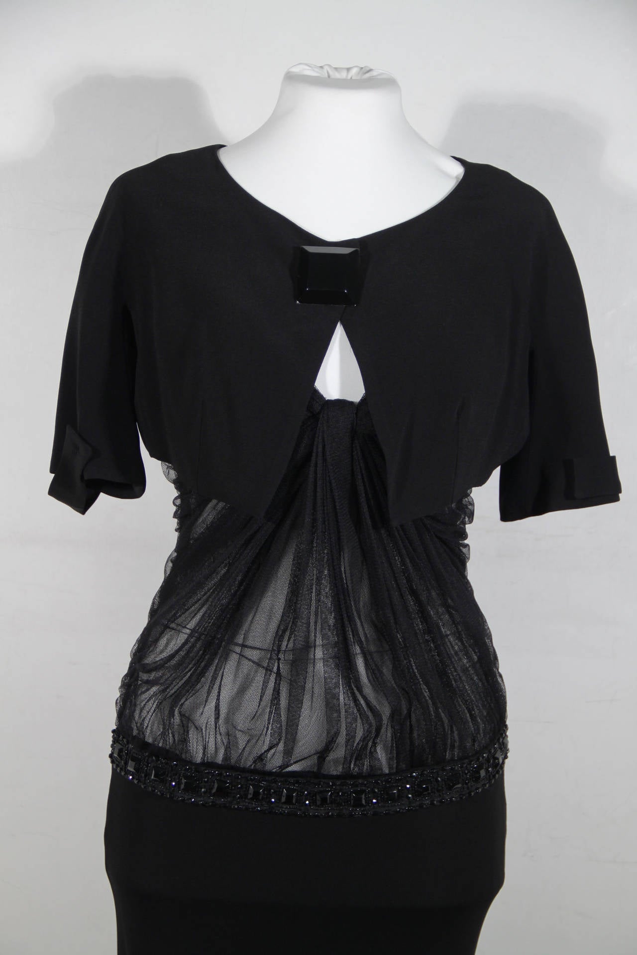 Women's BLUMARINE ANNA MOLINARI Black Jeweled EVENING DRESS w/ Cropped JACKET FF