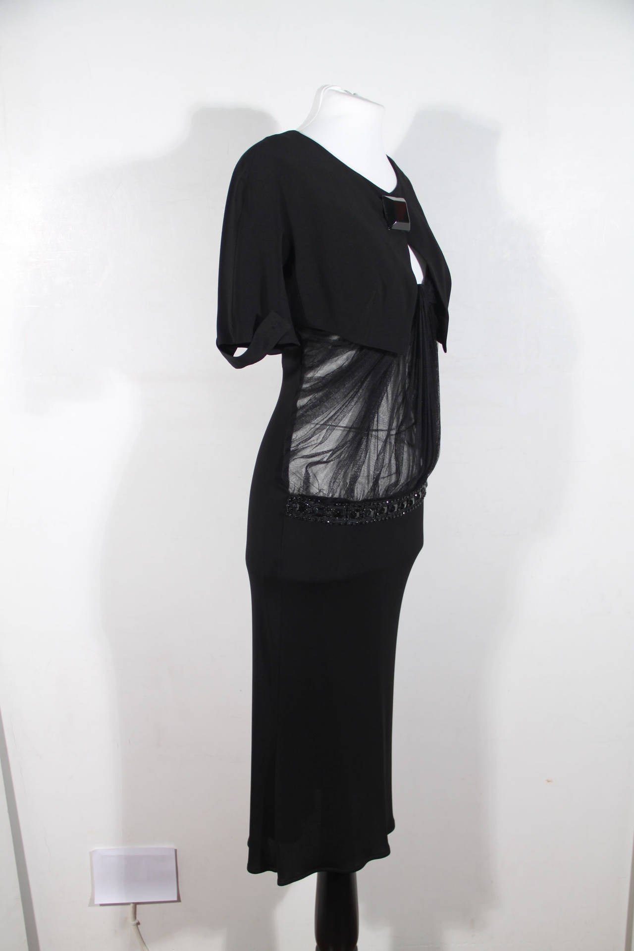 BLUMARINE ANNA MOLINARI Black Jeweled EVENING DRESS w/ Cropped JACKET FF In Excellent Condition In Rome, Rome