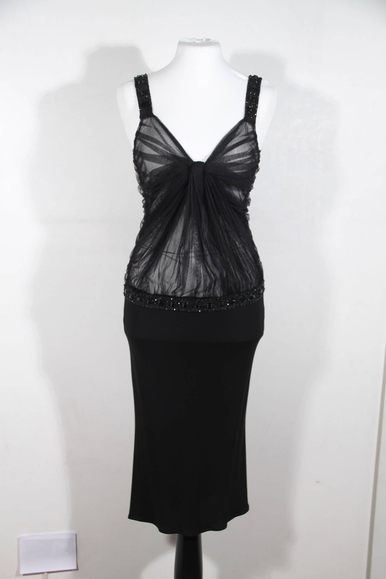 BLUMARINE ANNA MOLINARI Black Jeweled EVENING DRESS w/ Cropped JACKET FF 3