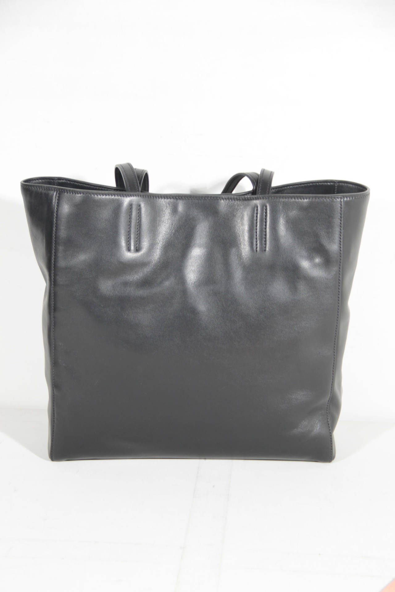 MIU MIU PRADA Black SOFT CALF Leather SHOPPING BAG Tote HANDBAG R1914S ...