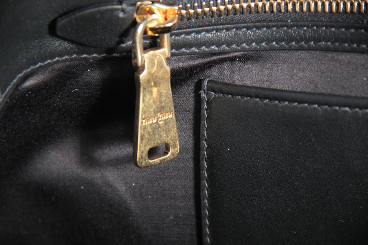 MIU MIU PRADA Black SOFT CALF Leather SHOPPING BAG Tote HANDBAG R1914S 1