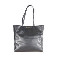 MIU MIU PRADA Black SOFT CALF Leather SHOPPING BAG Tote HANDBAG R1914S