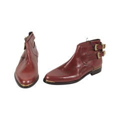 Vintage GIANNI VERSACE Italian Brown Leather MEN ANKLE BOOTS Shoes Sz 7 1/2