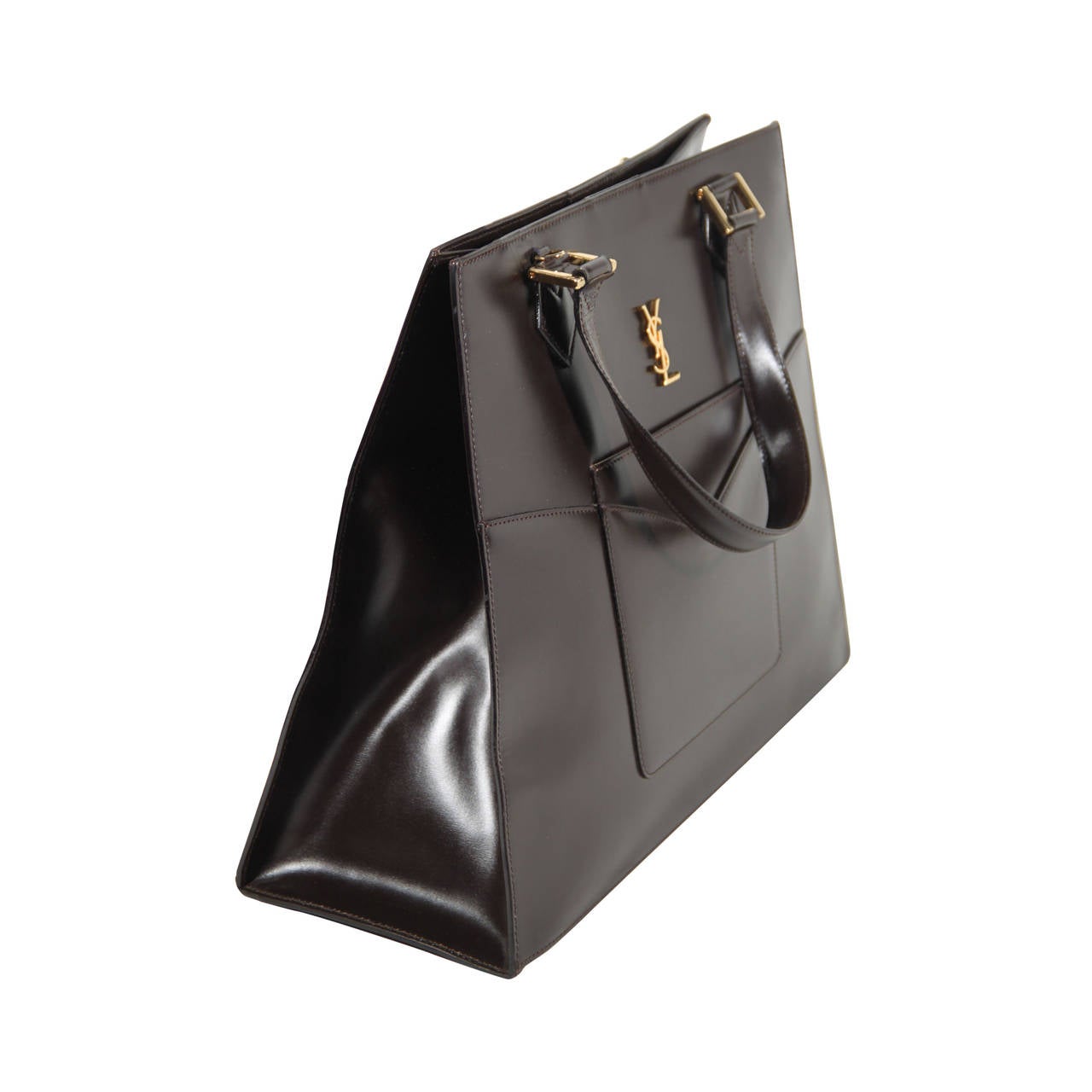 ysl outlet usa - YVES SAINT LAURENT Vintage Brown Leather SATCHEL Handbag TOTE w ...