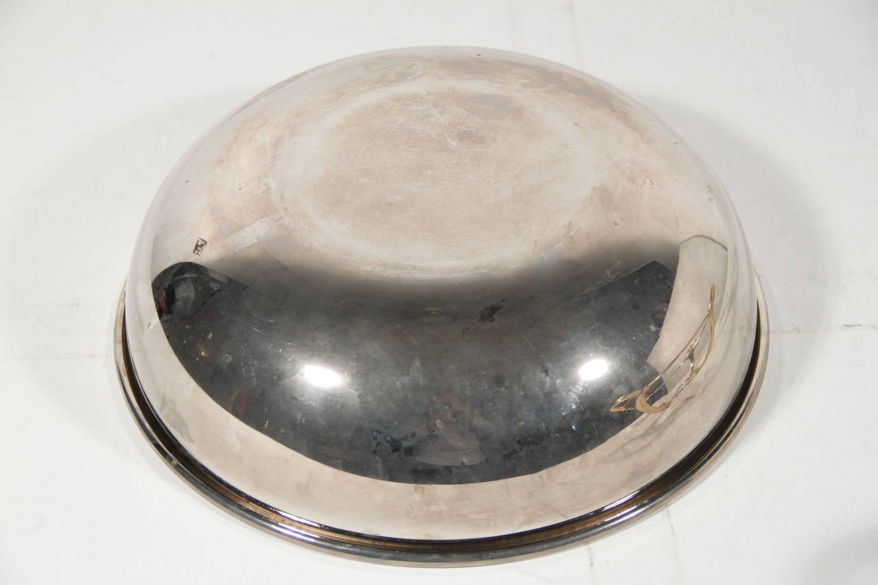 GUCCI VINTAGE Silver Metal DECORATIVE BOWL Plate w/ Golden HORSEBIT Detail AS 1