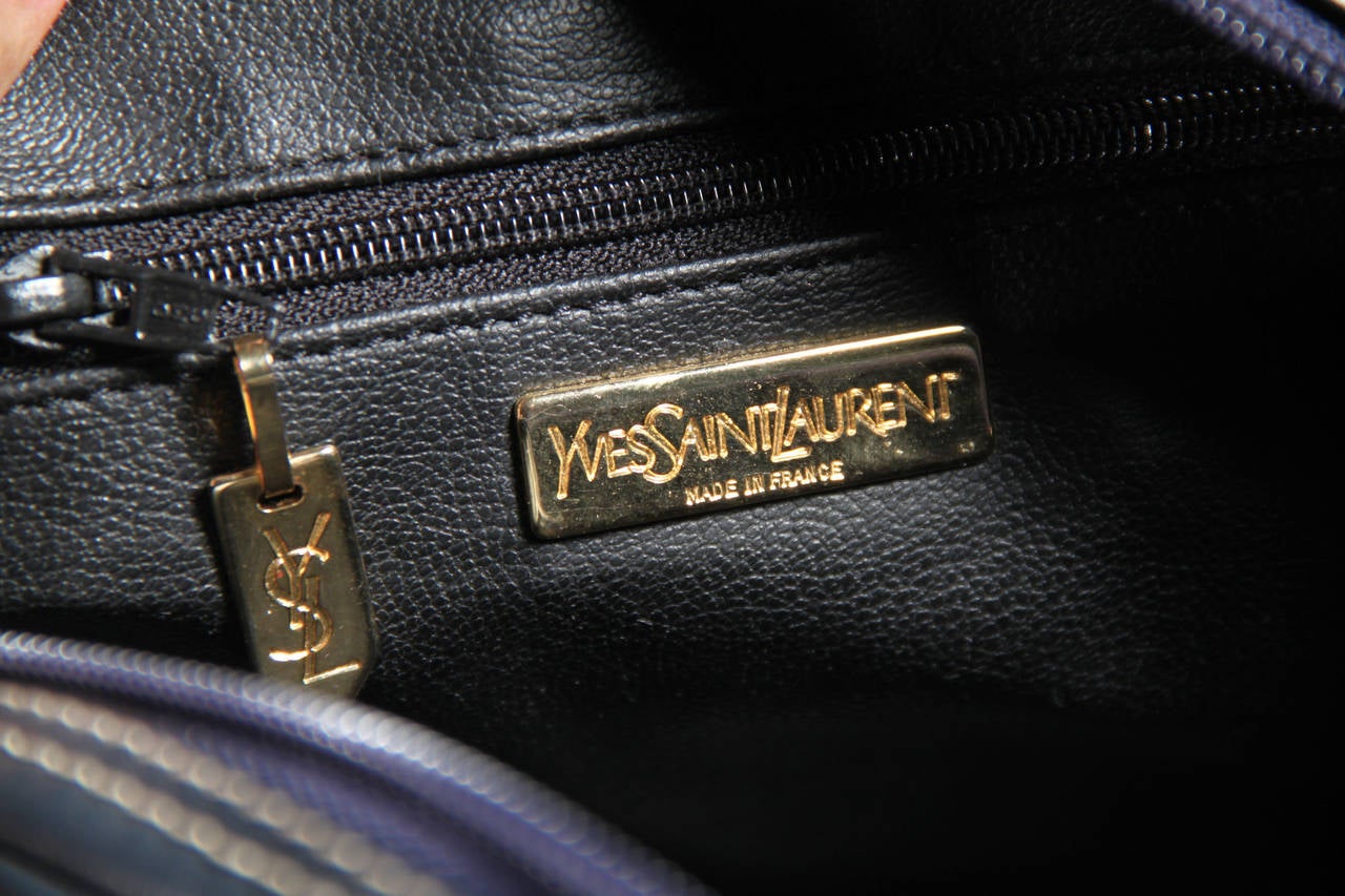 YVES SAINT LAURENT Blue Leather CUT-OUT Y SHOULDER BAG Messenger ...  