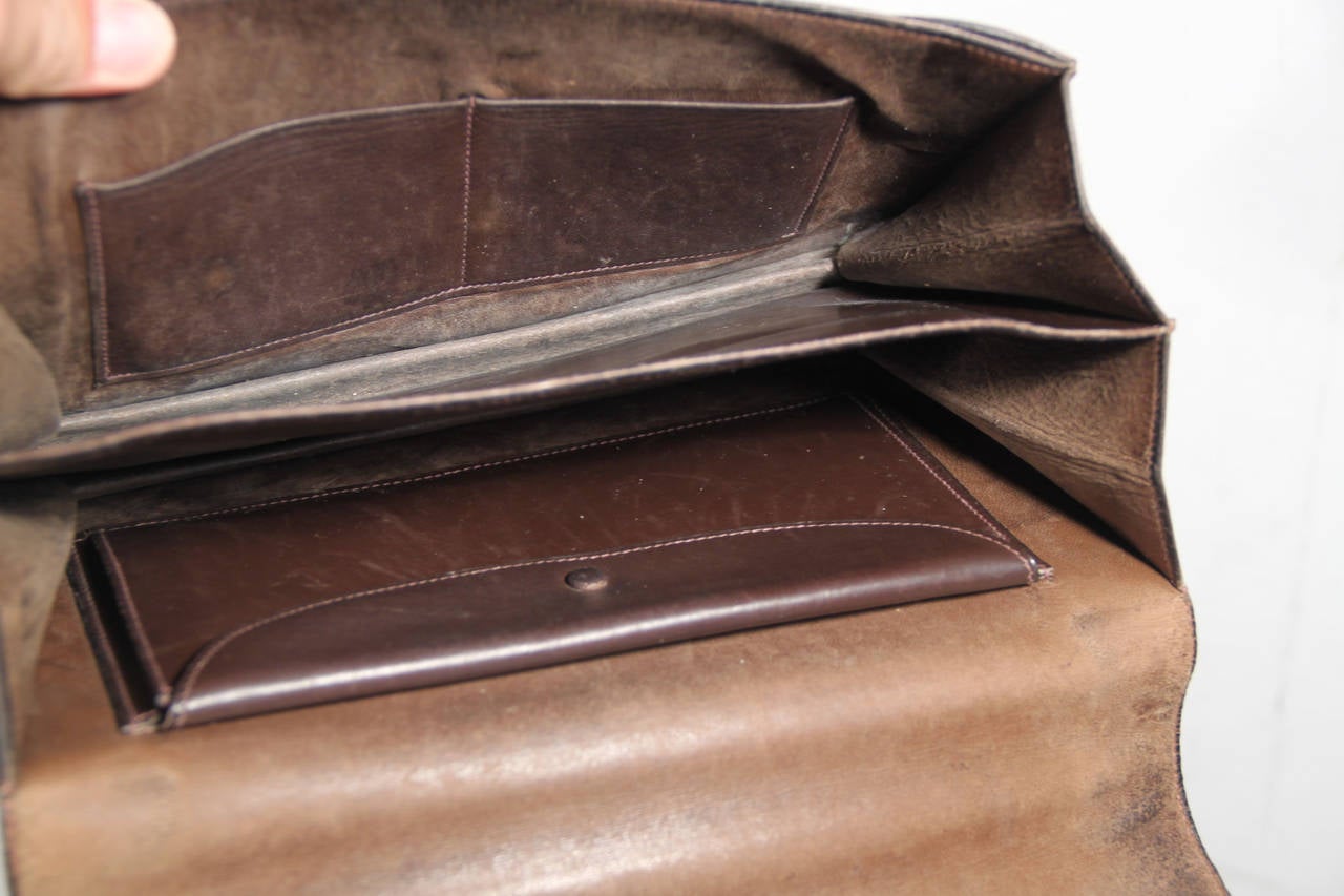 HERMES PARIS Vintage Brown Leather RING BAG Flap Purse HANDBAG 4