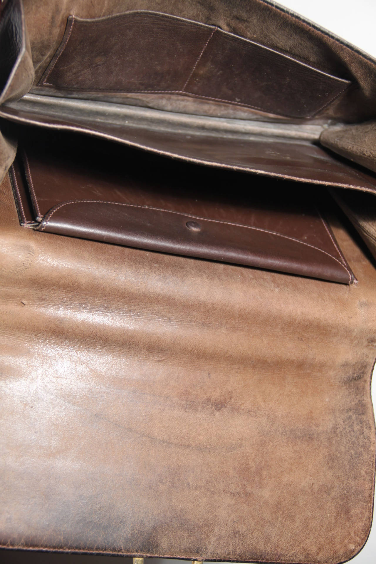 HERMES PARIS Vintage Brown Leather RING BAG Flap Purse HANDBAG 5