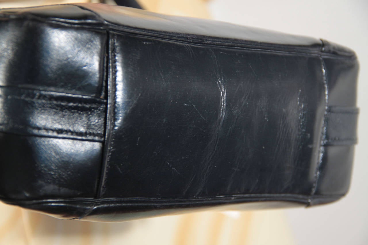 ROBERTA DI CAMERINO Vintage Black Leather HANDBAG Bag  w/ HORSE HEADS 1