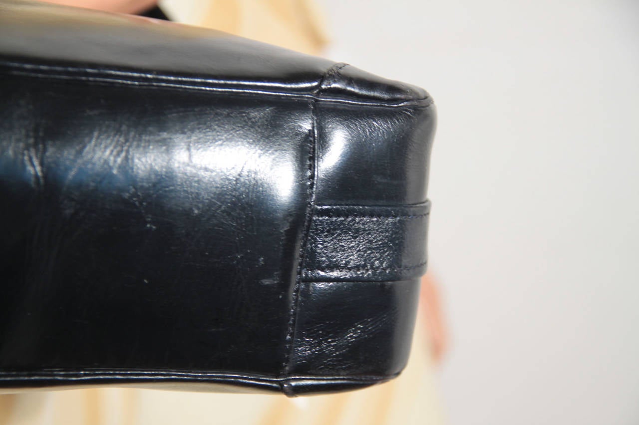 ROBERTA DI CAMERINO Vintage Black Leather HANDBAG Bag  w/ HORSE HEADS 2