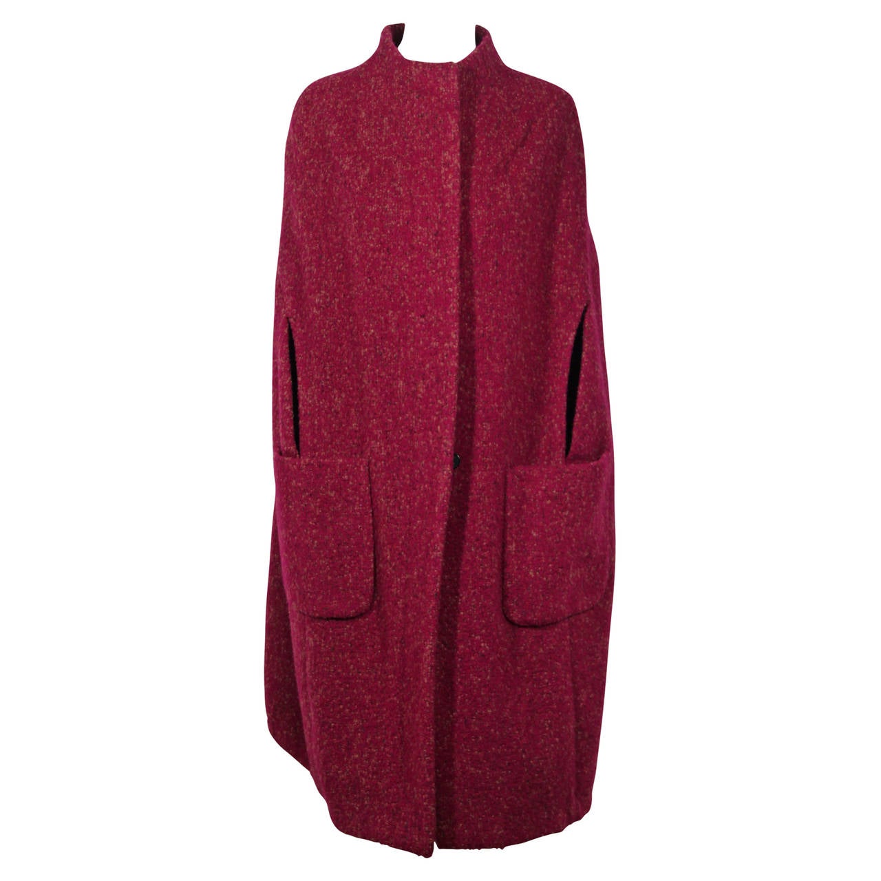 DRIES VAN NOTEN Red\Purple Wool Blend CAPE Coat SIZE XS