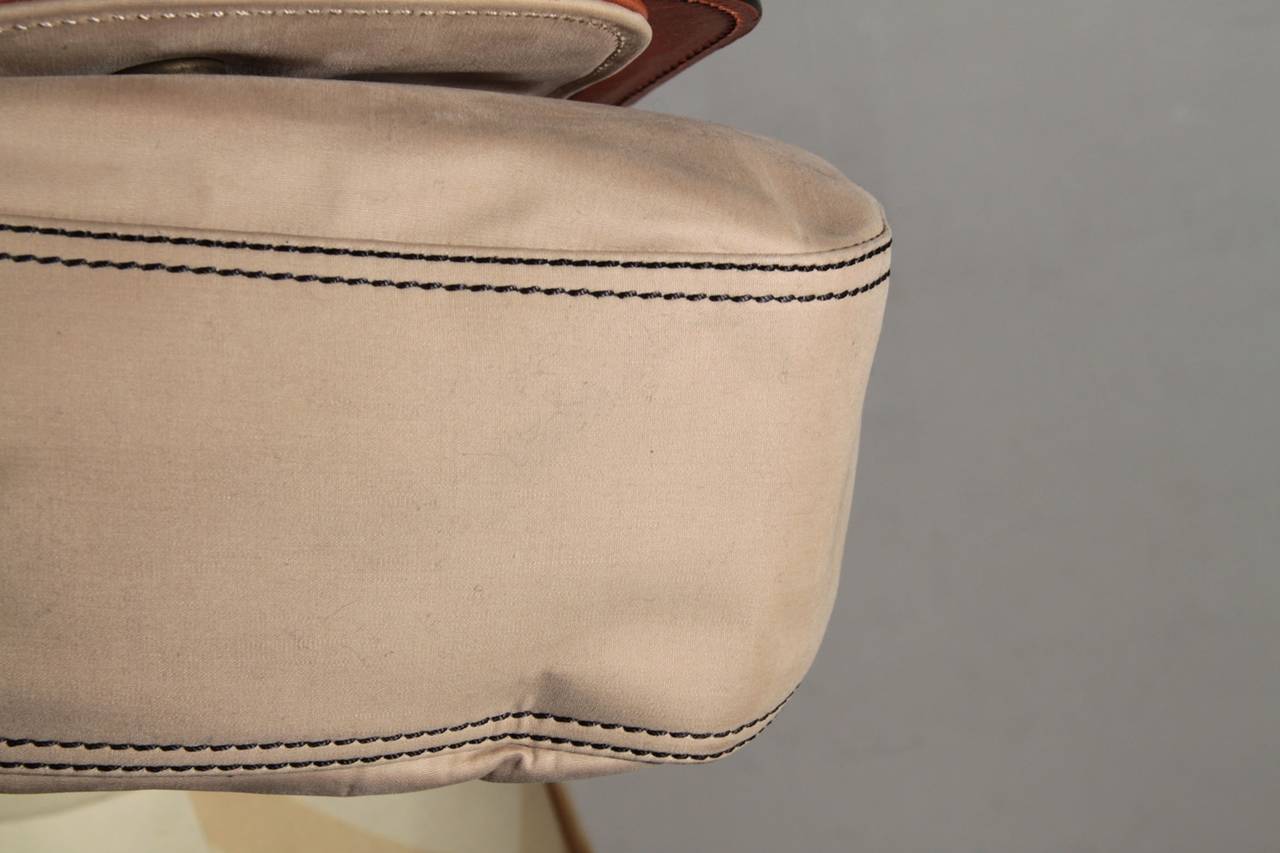 Brown FENDI Italian Tan Canvas & Leather B BAG SHOULDER BAG Single Buckle PURSE