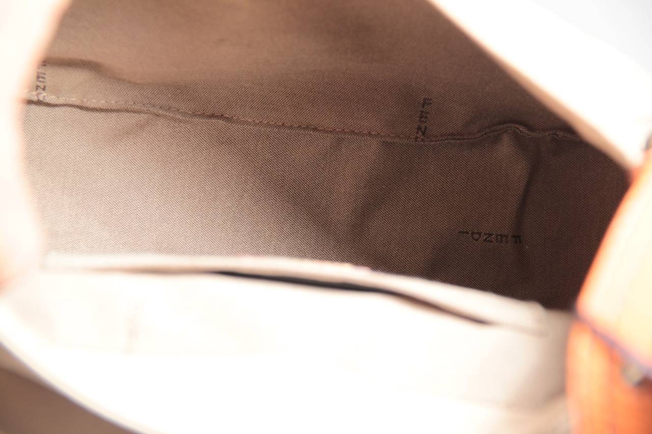 FENDI Italian Tan Canvas & Leather B BAG SHOULDER BAG Single Buckle PURSE 1