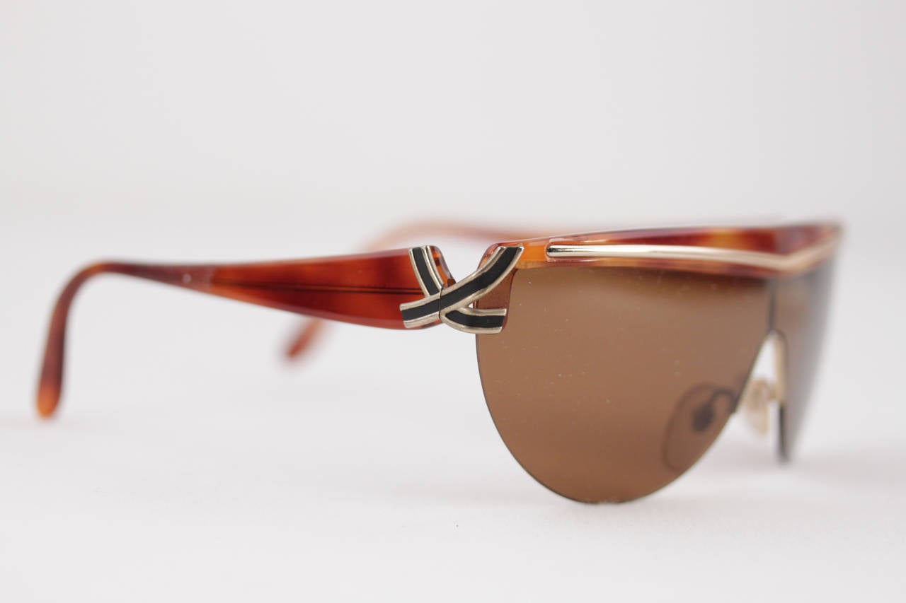 LINO VENEZIANI Vintage SUNGLASSES brown LV 832-14 60/18 135 SHIELD eyewear