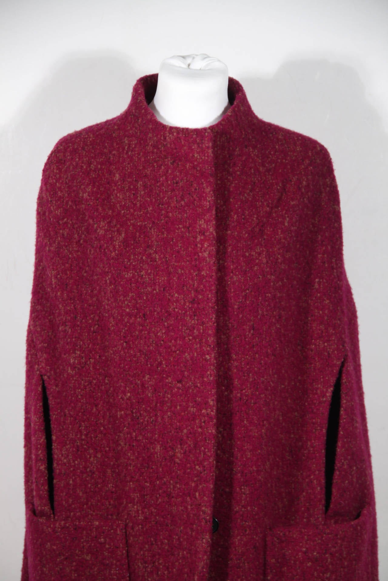 DRIES VAN NOTEN Red\Purple Wool Blend CAPE Coat SIZE XS 1