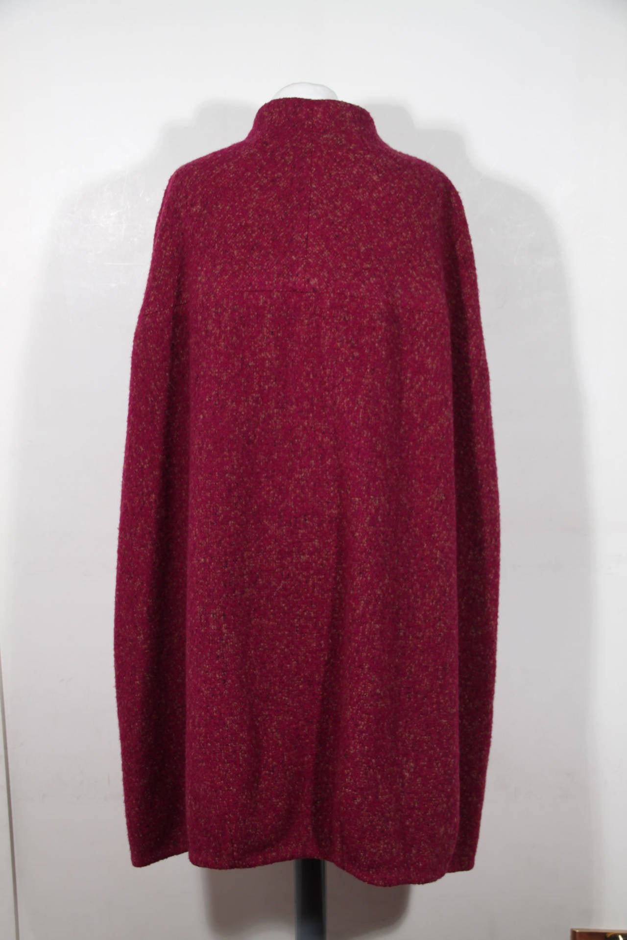 Women's DRIES VAN NOTEN Red\Purple Wool Blend CAPE Coat SIZE XS