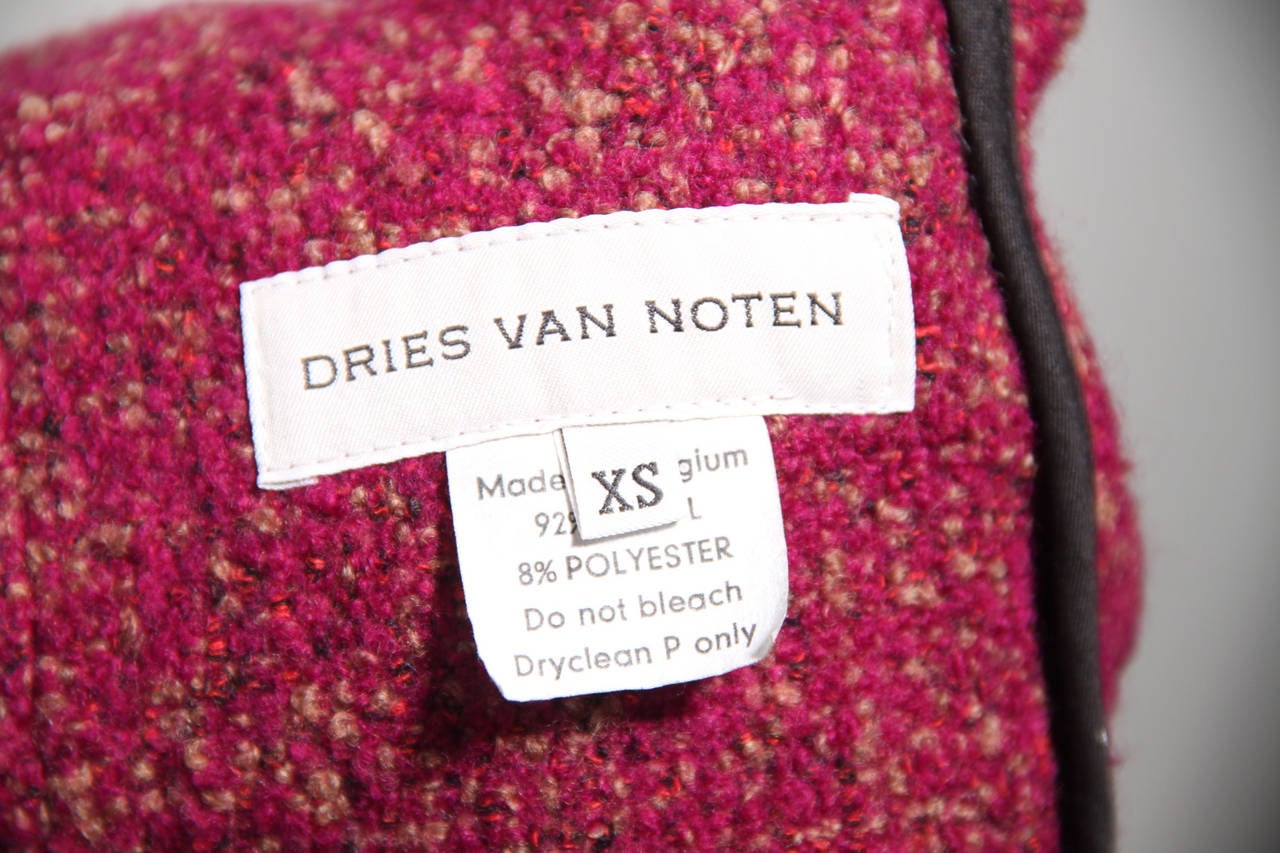 DRIES VAN NOTEN Red\Purple Wool Blend CAPE Coat SIZE XS 2