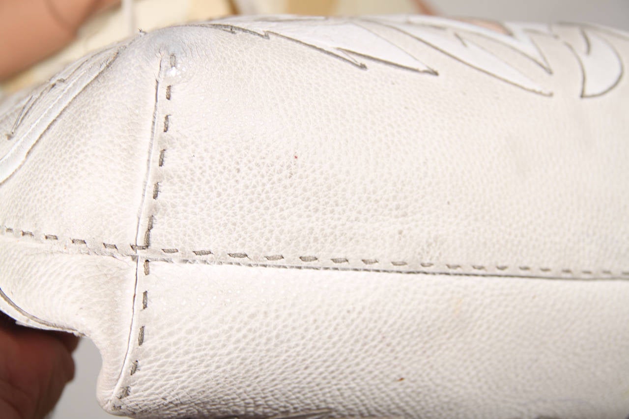 FENDI SELLERIA White Leather & STINGRAY LARGE TOTE Limited Edition 2