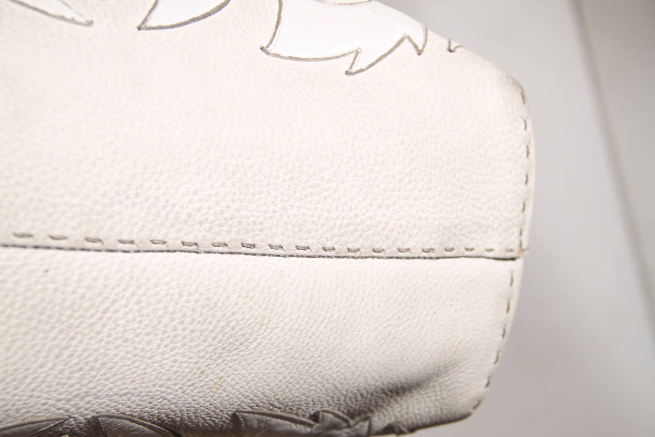 FENDI SELLERIA White Leather & STINGRAY LARGE TOTE Limited Edition 1