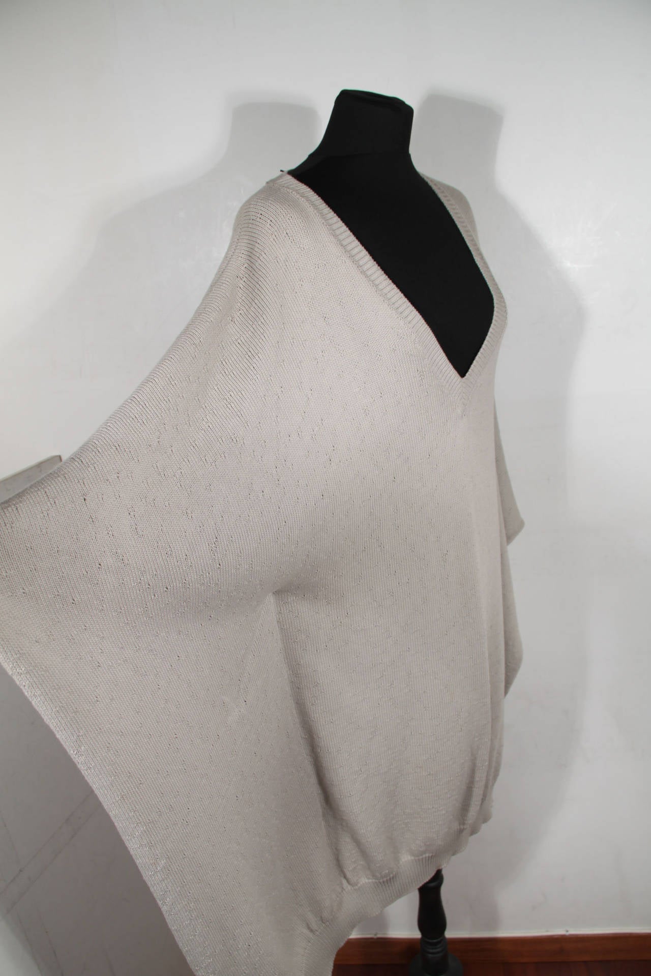 MAISON MARTIN MARGIELA Light Gray 100% Cotton KNIT PONCHO Cape In Excellent Condition In Rome, Rome