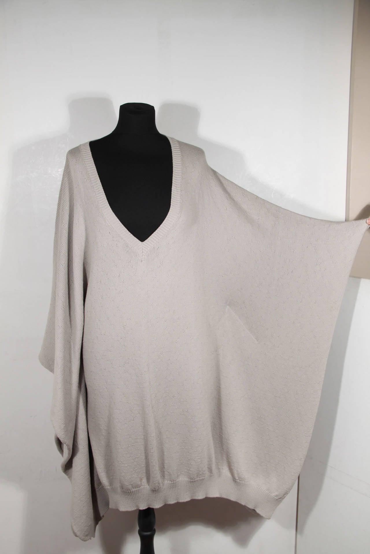 Women's MAISON MARTIN MARGIELA Light Gray 100% Cotton KNIT PONCHO Cape