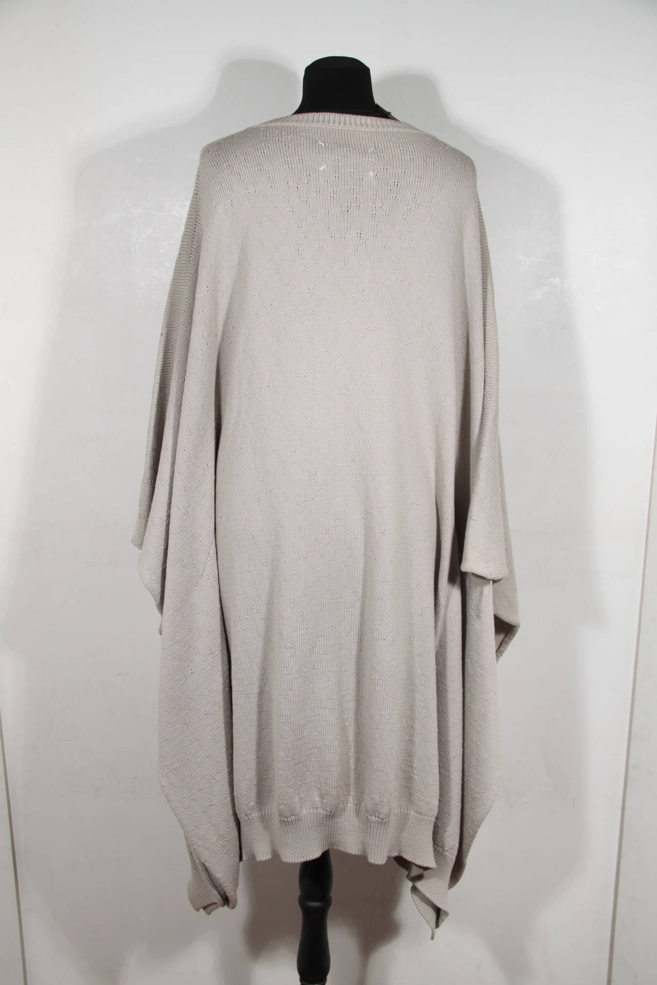 MAISON MARTIN MARGIELA Light Gray 100% Cotton KNIT PONCHO Cape 2