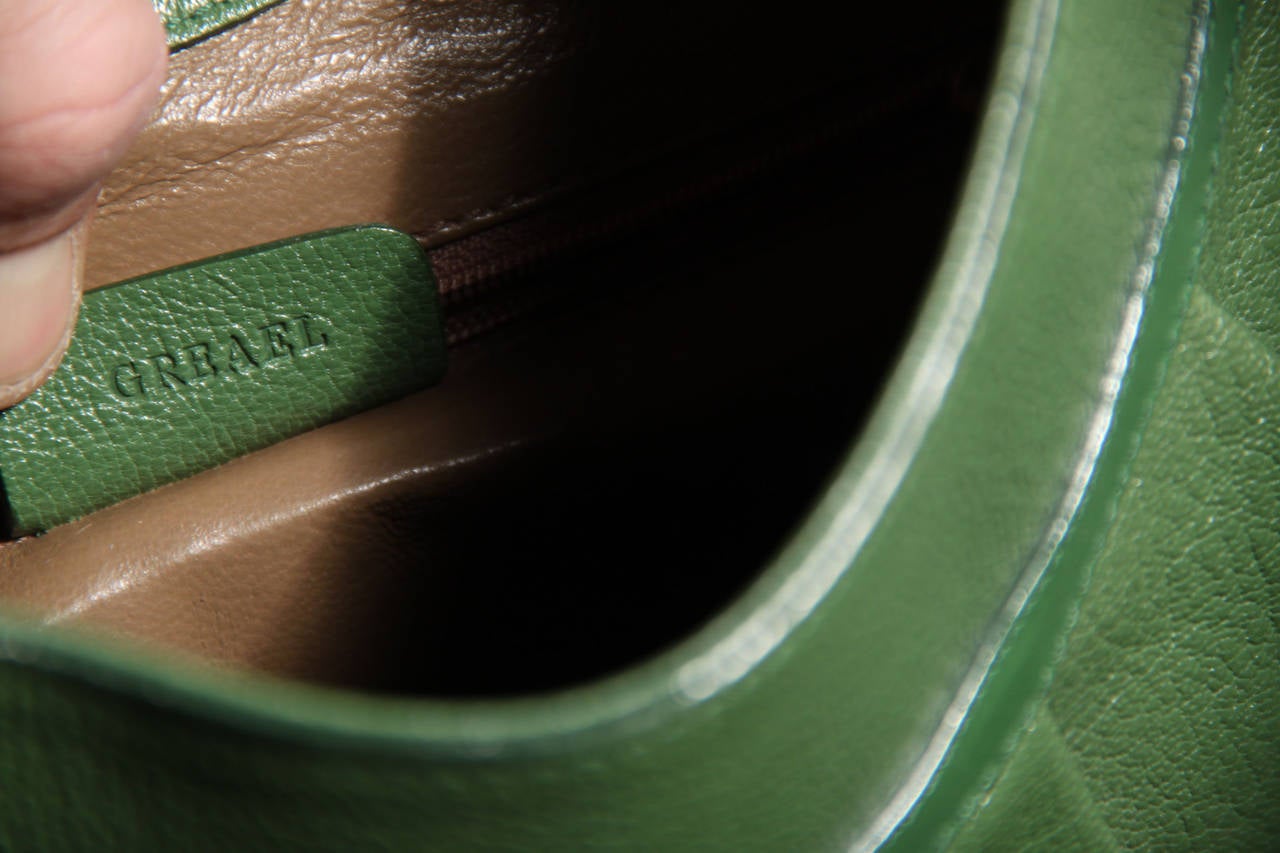 BULGARI BVLGARI Italian Authentic Green Leather CHANDRA BAG Shoulder Bag HOBO 1