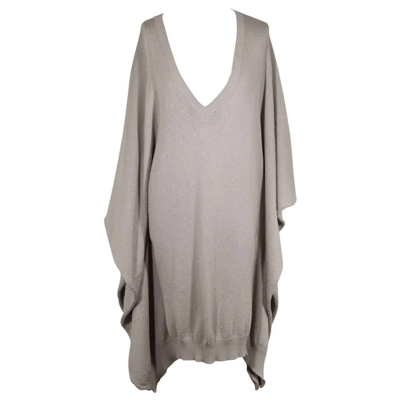 MAISON MARTIN MARGIELA Light Gray 100% Cotton KNIT PONCHO Cape