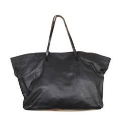 FENDI Italian Authentic VINTAGE Black Leather SHOPPING BAG Tote SHOULDER BAG